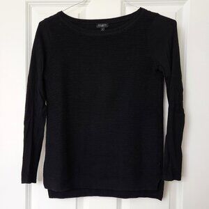 Talbots Black Cross Ribbed Crew Neck Pullover